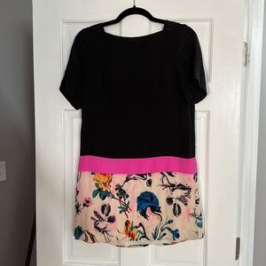 Tibi New York Black Pink Floral Silk Dress Sz 8
